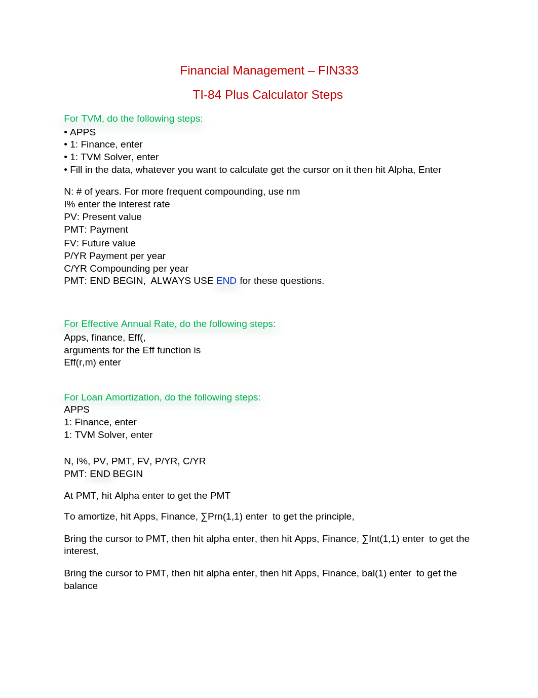 FIN333 TI 84 Calculator Steps All_dfr4c3n207u_page1