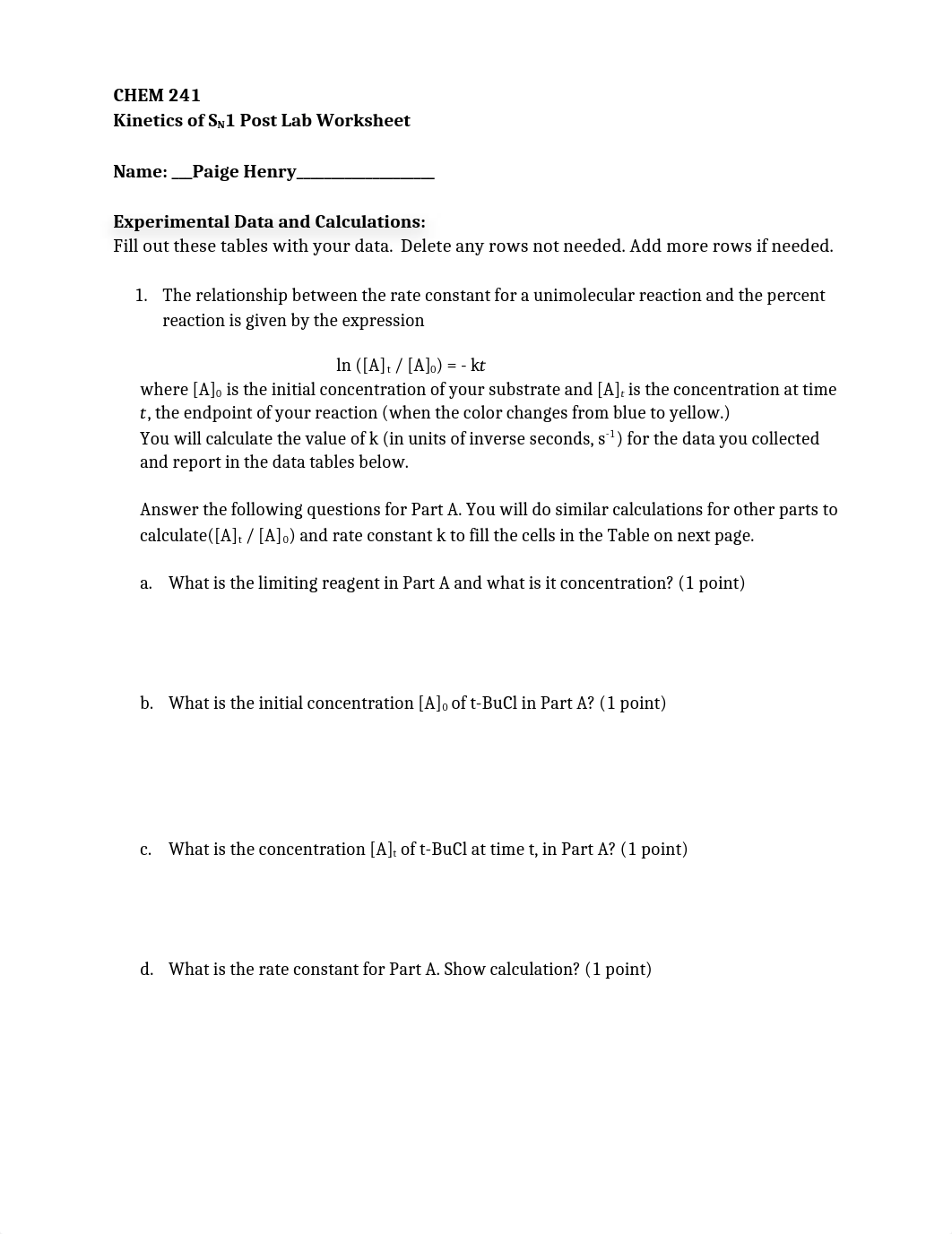 Expt 8 - Rates of Solvolysis of alkyl halides Post Lab Worksheet.docx_dftl64oby1l_page1