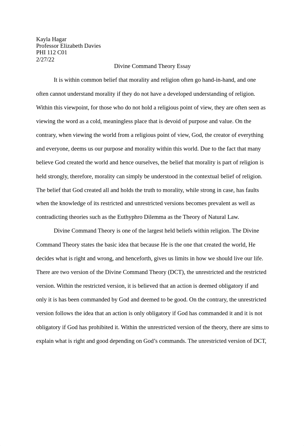 Hagar Divine Command Theory Essay.docx_dftv1q607z3_page1