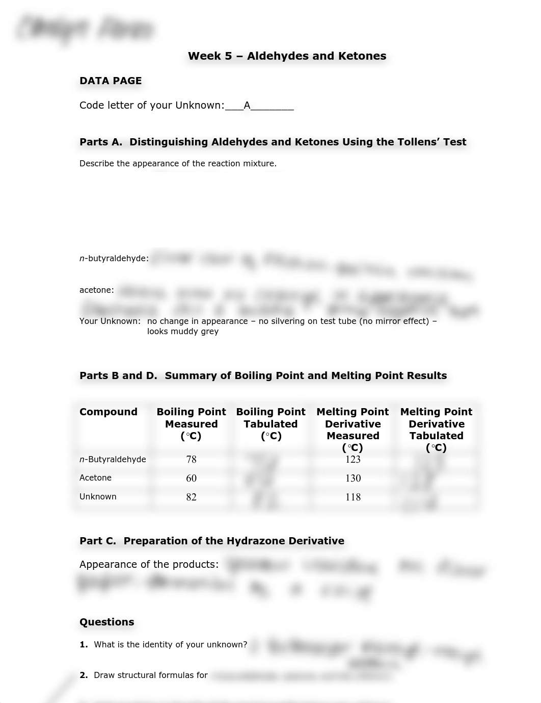 Week 5 Aldehydes & Ketones Experiment Data Pages.pdf_dfty1jadx88_page1