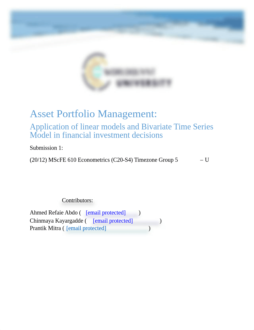 Econometrics - Asset Portfolio Management - Group 5 U - Submission 1.pdf_dfu0trywnig_page1