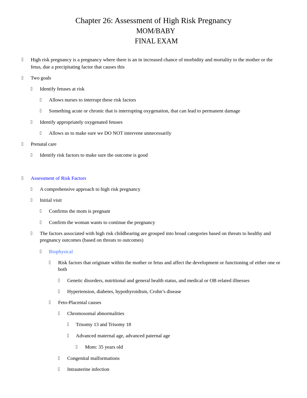 Chapter 26 Assessment High Risk Pregnancy Outline.docx_dfumj9dkbu5_page1