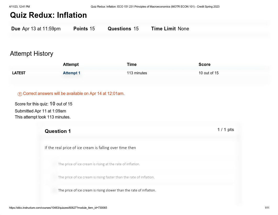 Quiz Redux_ Inflation_ ECO 151 231 Principles of Macroeconomics (MOTR ECON 101) - Credit Spring 2023_dfuqmlmvo3b_page1