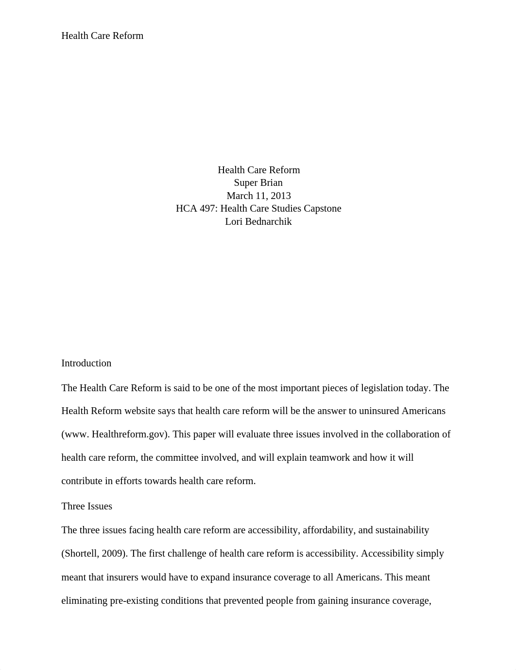 HCA 497 Health Care Studies Capstone - Health Care Reform - (APA Format + References)_dfviqtnisq8_page1