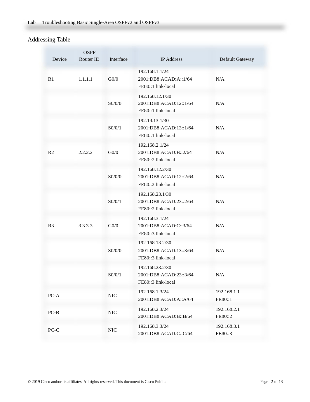 10.2.3.3 Lab - Troubleshooting Basic Single-Area OSPFv2 and OSPFv3.pdf_dfyillai12h_page2