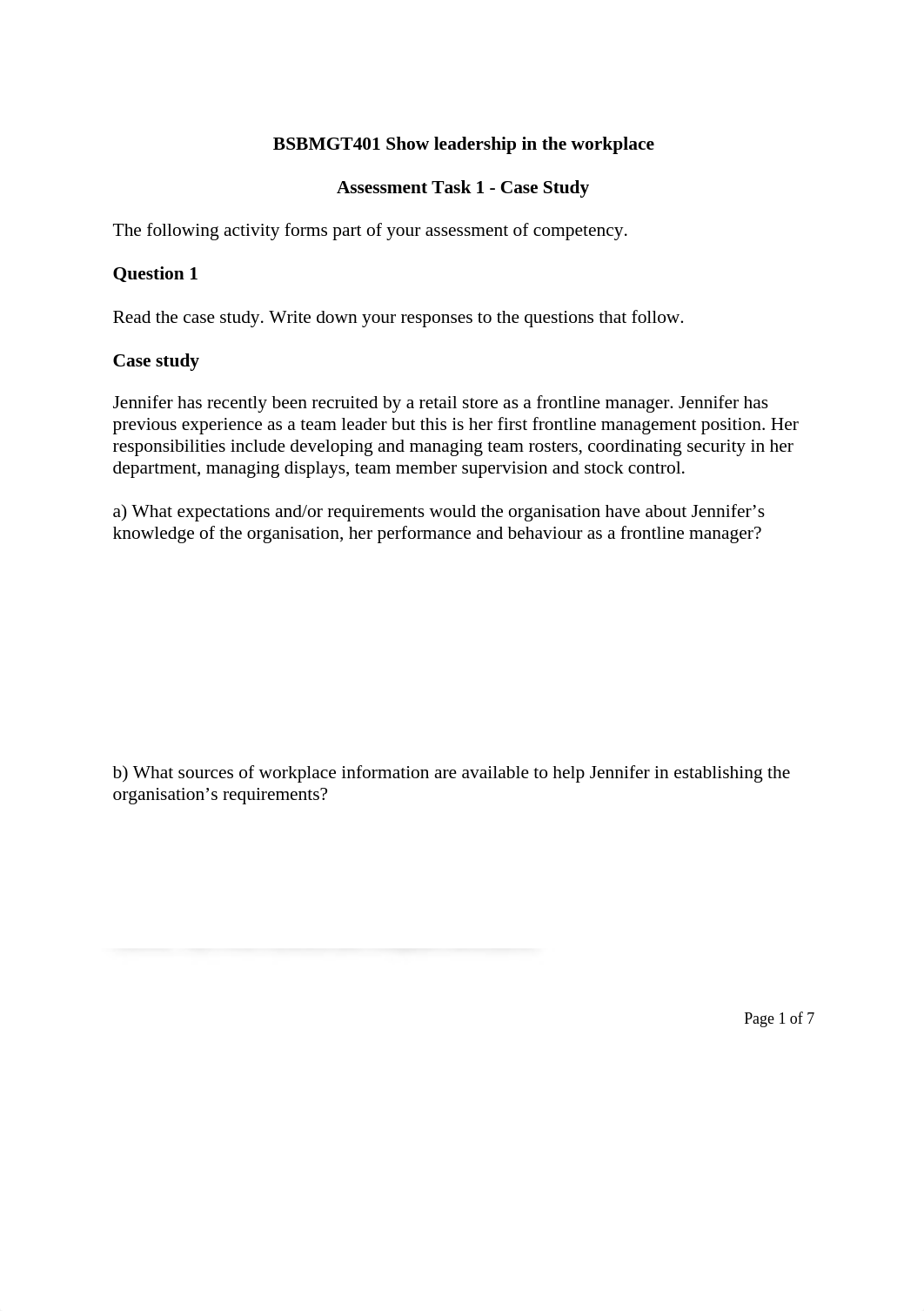 BSBMGT401 Show leadership in the workplace - Assessment Task 1 - Case Study.docx_dfytpl9fcoy_page1