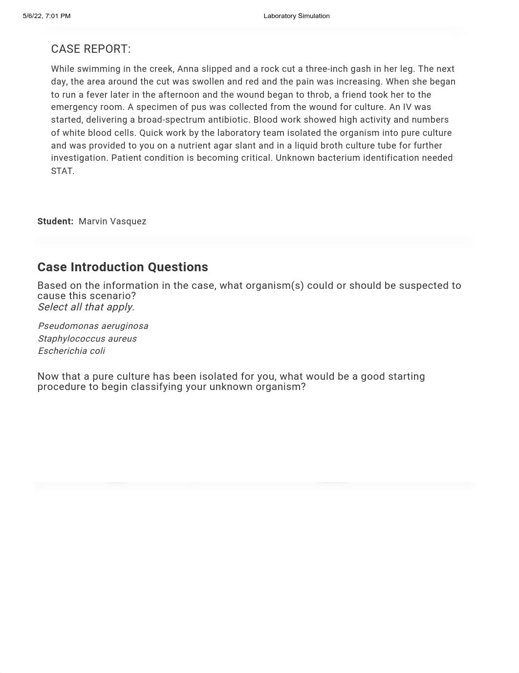 Lab 11 - Unknown Bacterial Identification (Sample #1) (1 of 2).pdf_dfzwtme89d8_page1