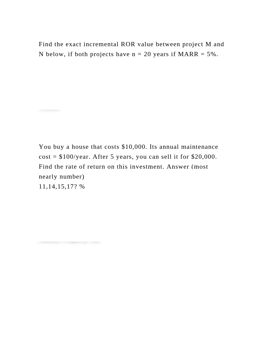 Find the exact incremental ROR value between project M and N below, .docx_dg062bmwg47_page2