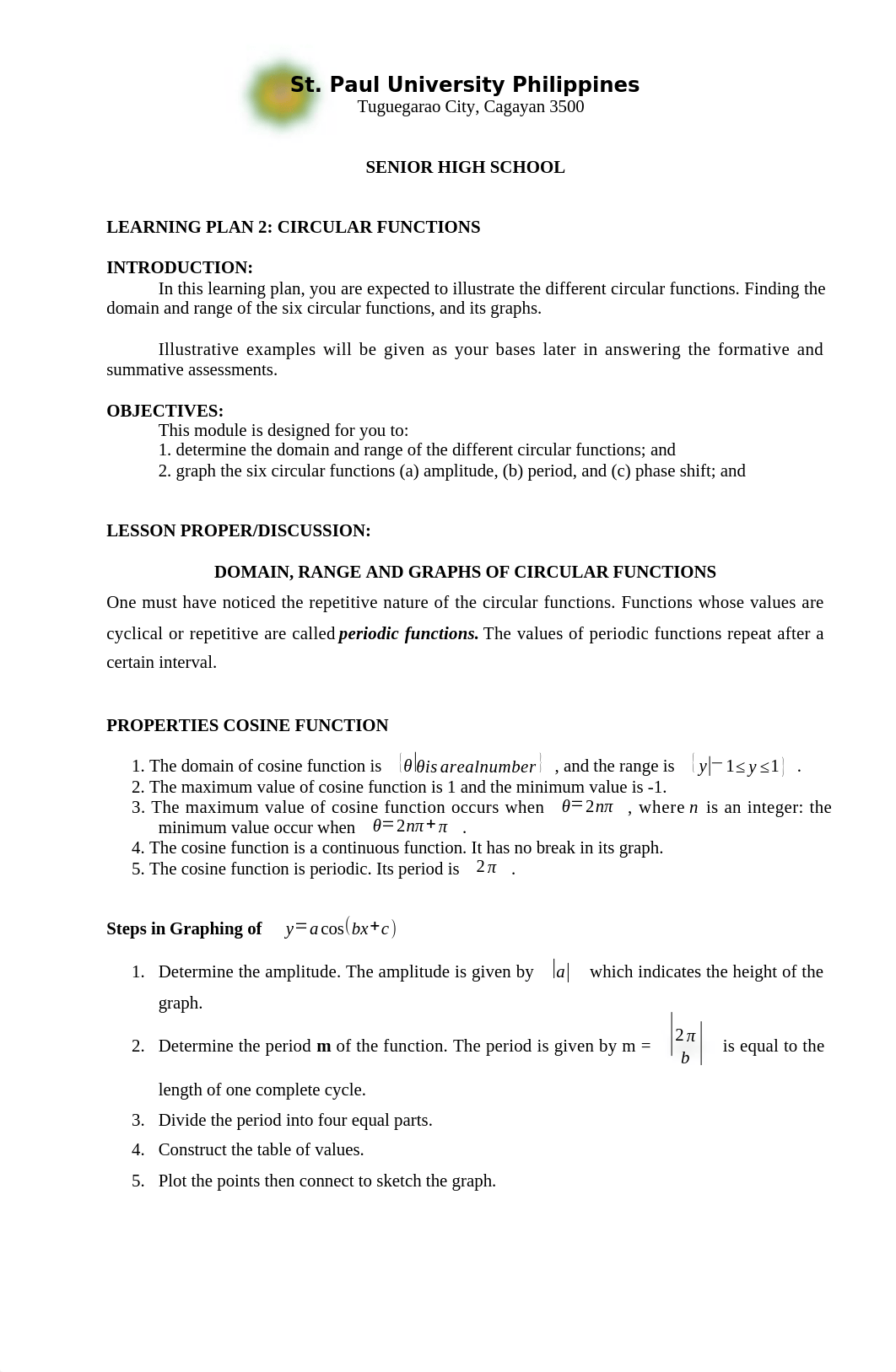 Module 2- THE GRAPH OF THE TRIGONOMETRIC FUNCTIONS (1).docx_dg12mkkiztq_page1