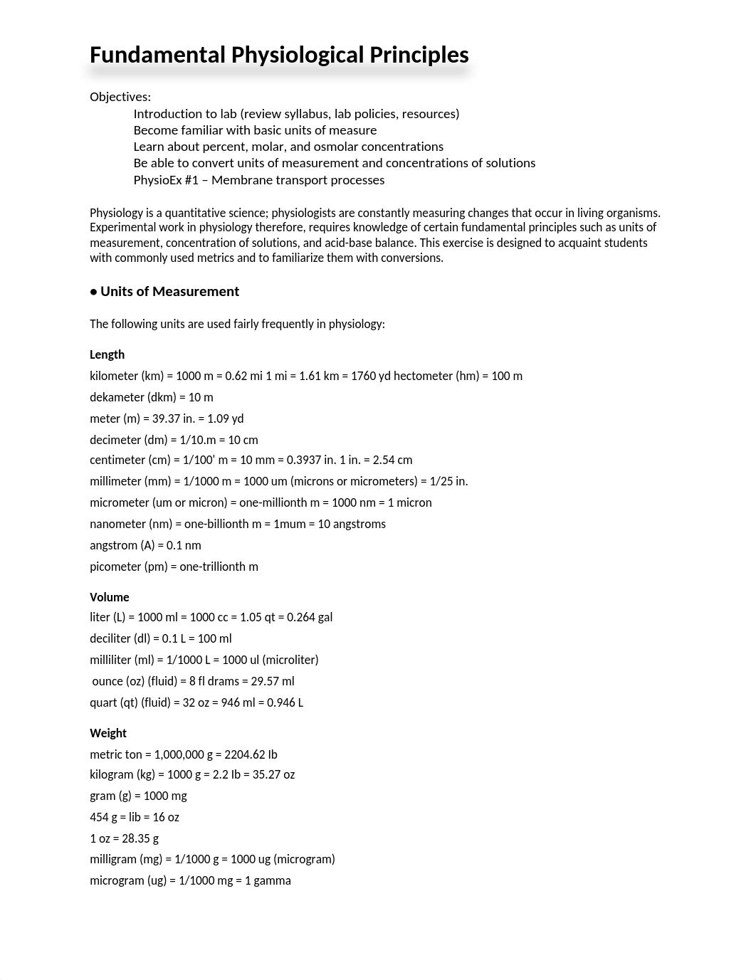 Human Physiology Lab Units of Measure, Concentrations, and Conversions F17.doc_dg1fjph7sp5_page1