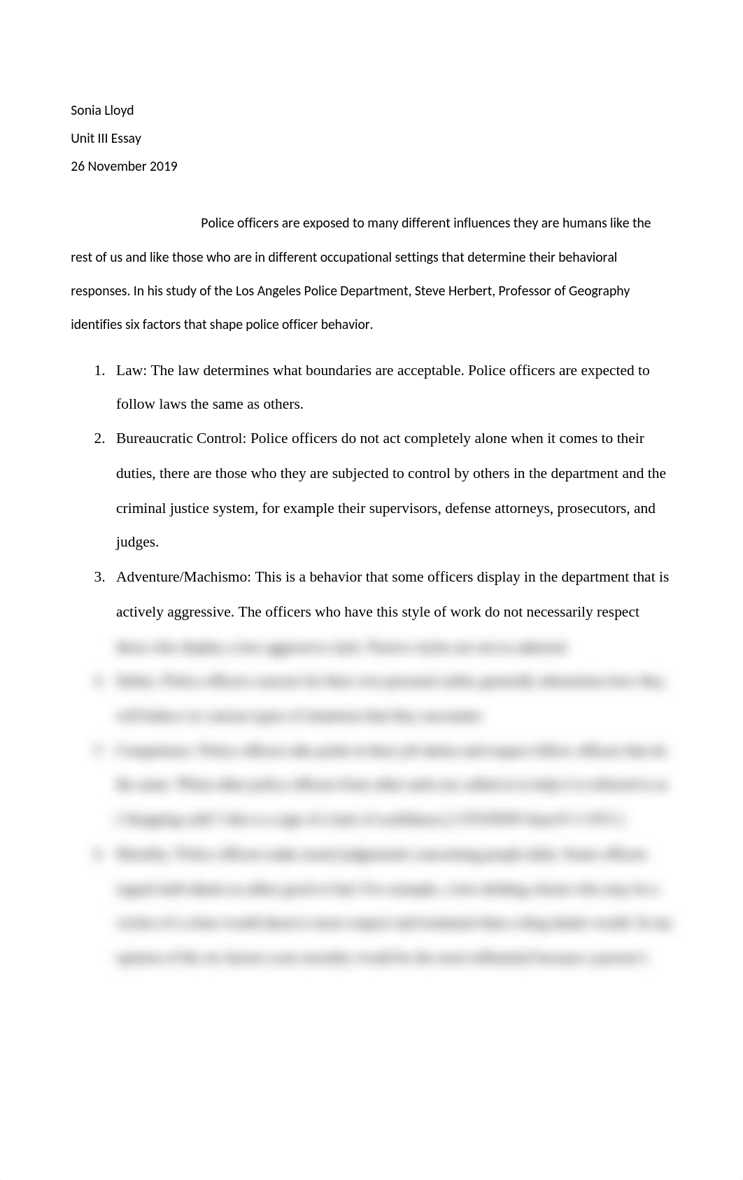 CBJ 2001 Unit 3 Six Factors that shape officer behavior.docx_dg1ft9v75gr_page1