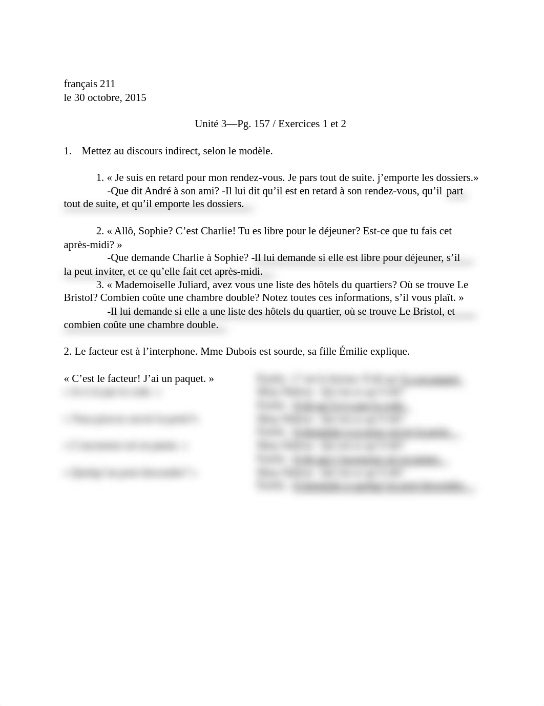 French 211--Unité 3—Pg. 157 : Exercices 1 et 2_dg1n7p5w4fc_page1