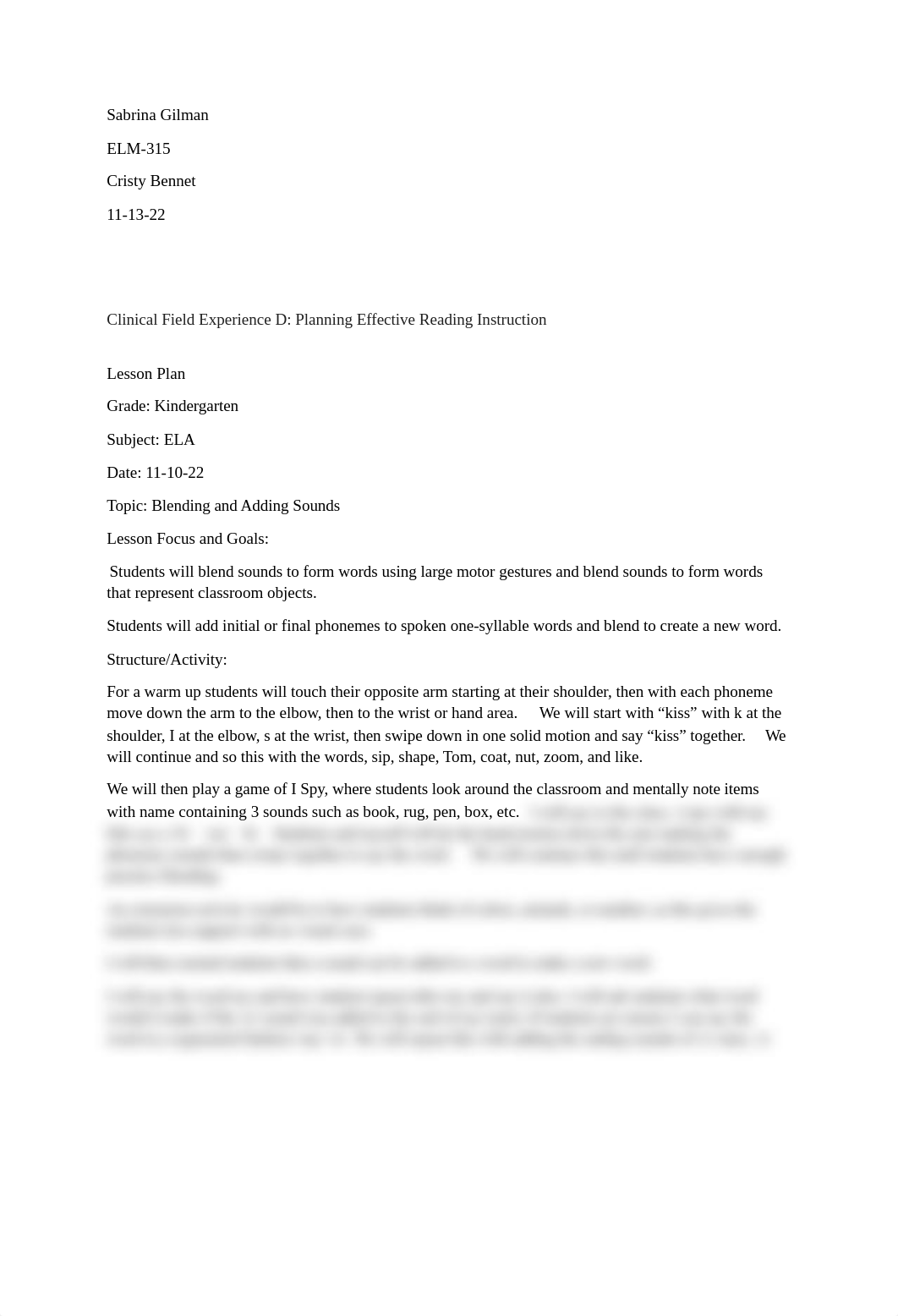 ELM-315 Clinical Field Experience D Planning Effective Reading Instruction.docx_dg2ok3laf2o_page1