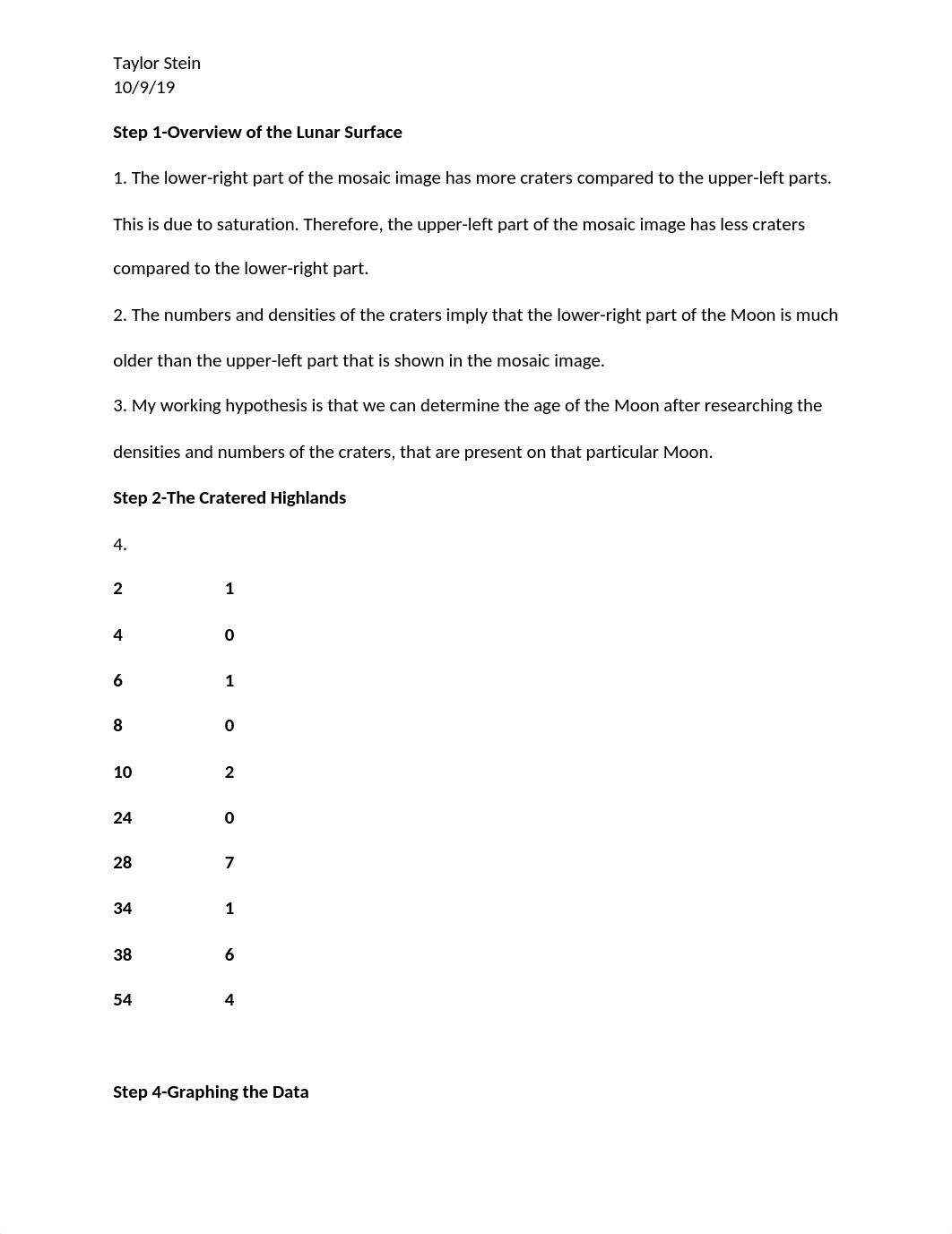 Age Dating the Lunar Surface Using Cratering Statistics_STEIN.docx_dg307v2wcdv_page1