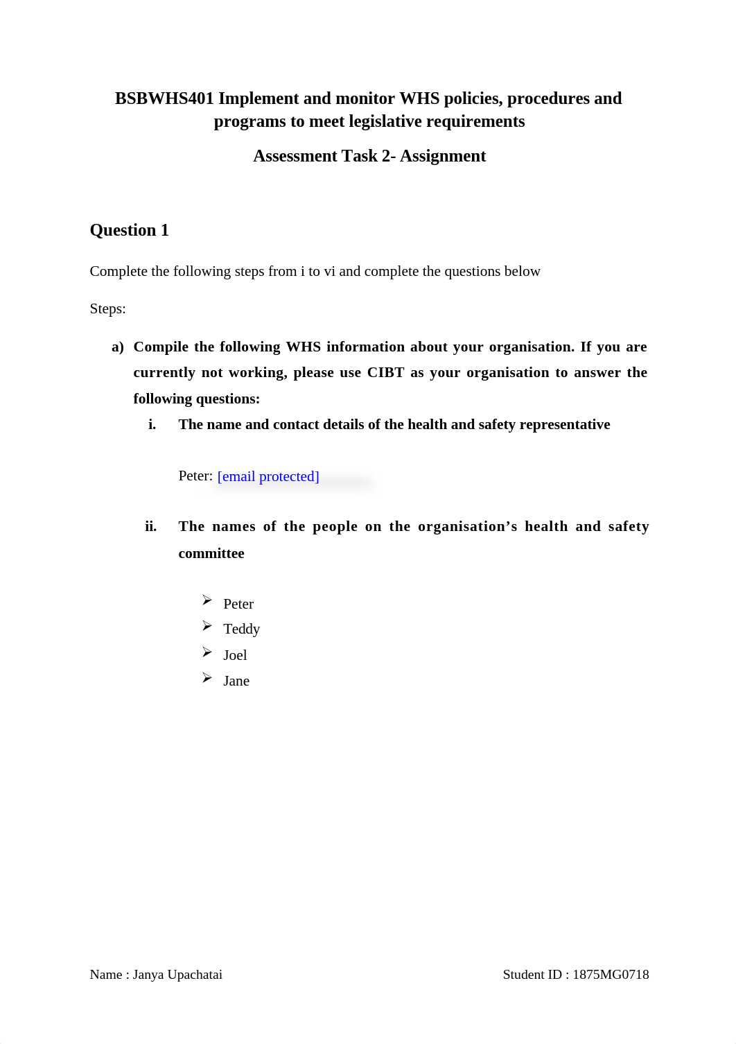 BSBWHS401 Implement and monitor WHS policies Task 2.docx_dg3b3f5a5sm_page1