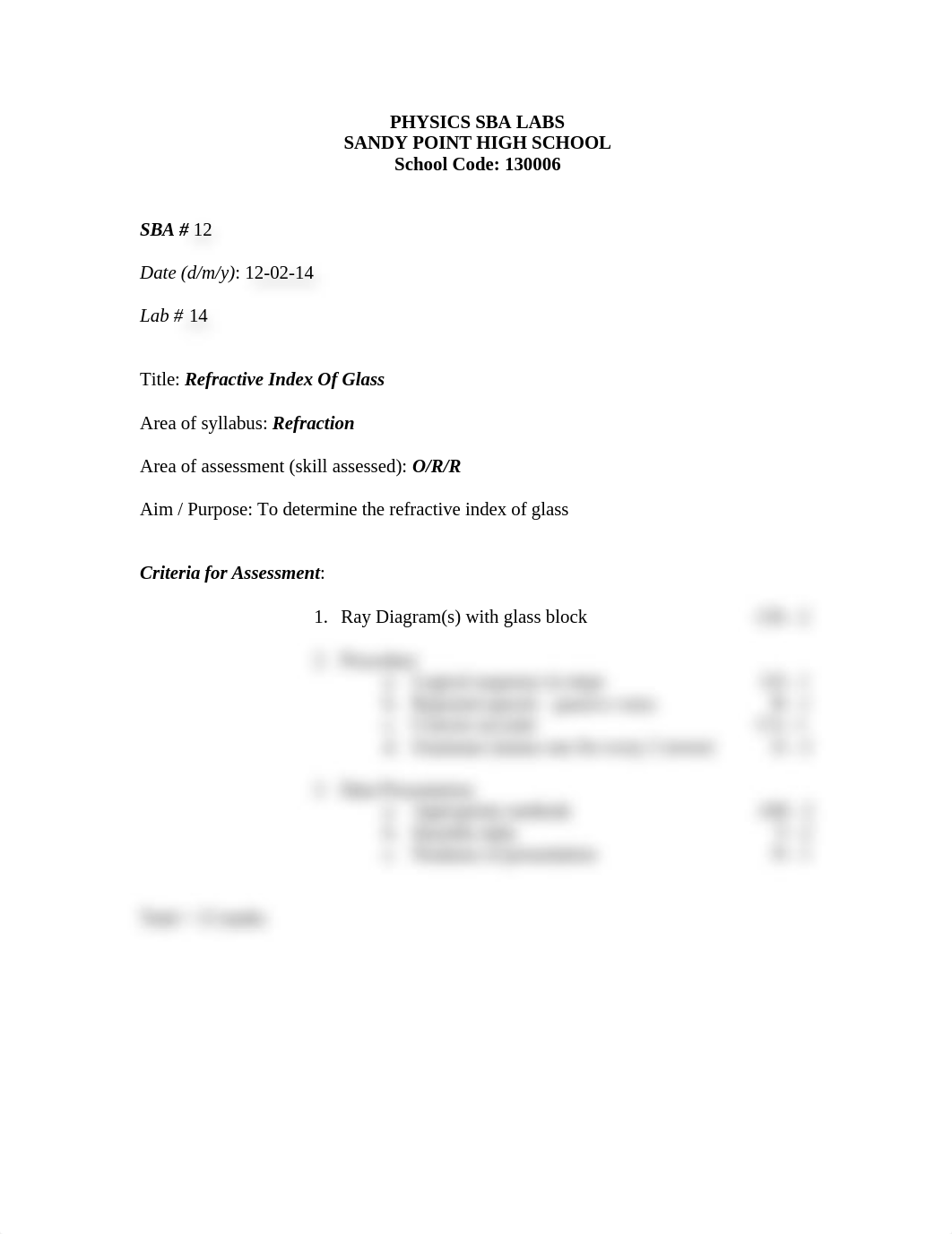 mark scheme for ORR2- refractive index of glass.doc_dg3fd331s86_page1