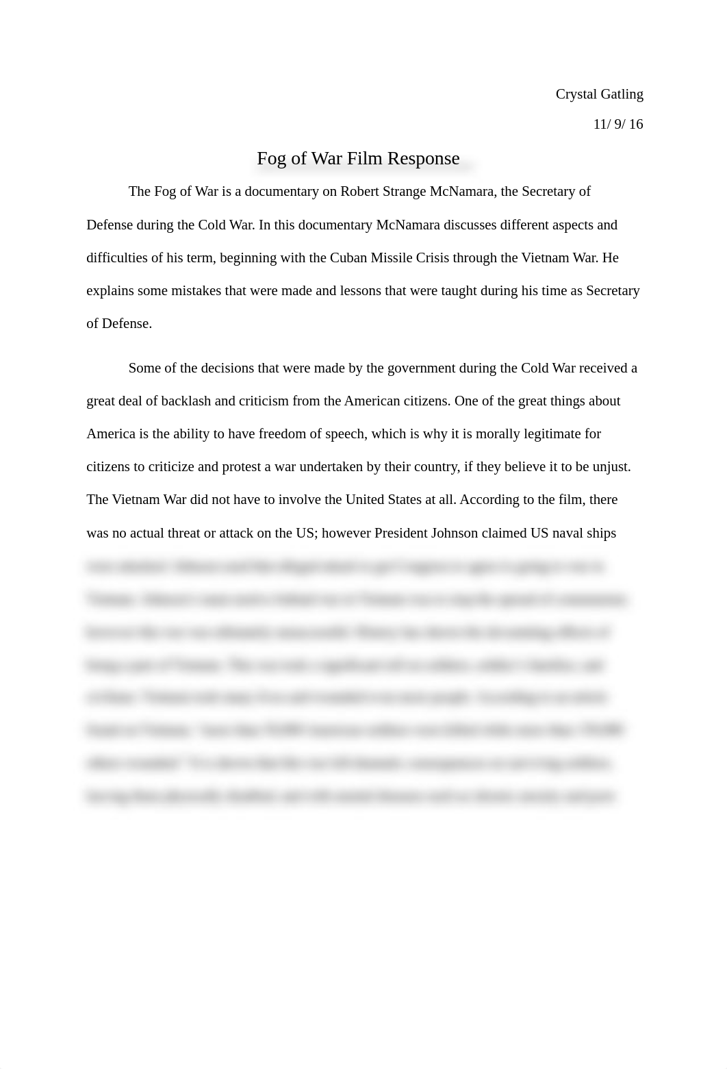 GPS 320 Essay #4 (Fog of War film.).docx_dg3l0mmdw5e_page1