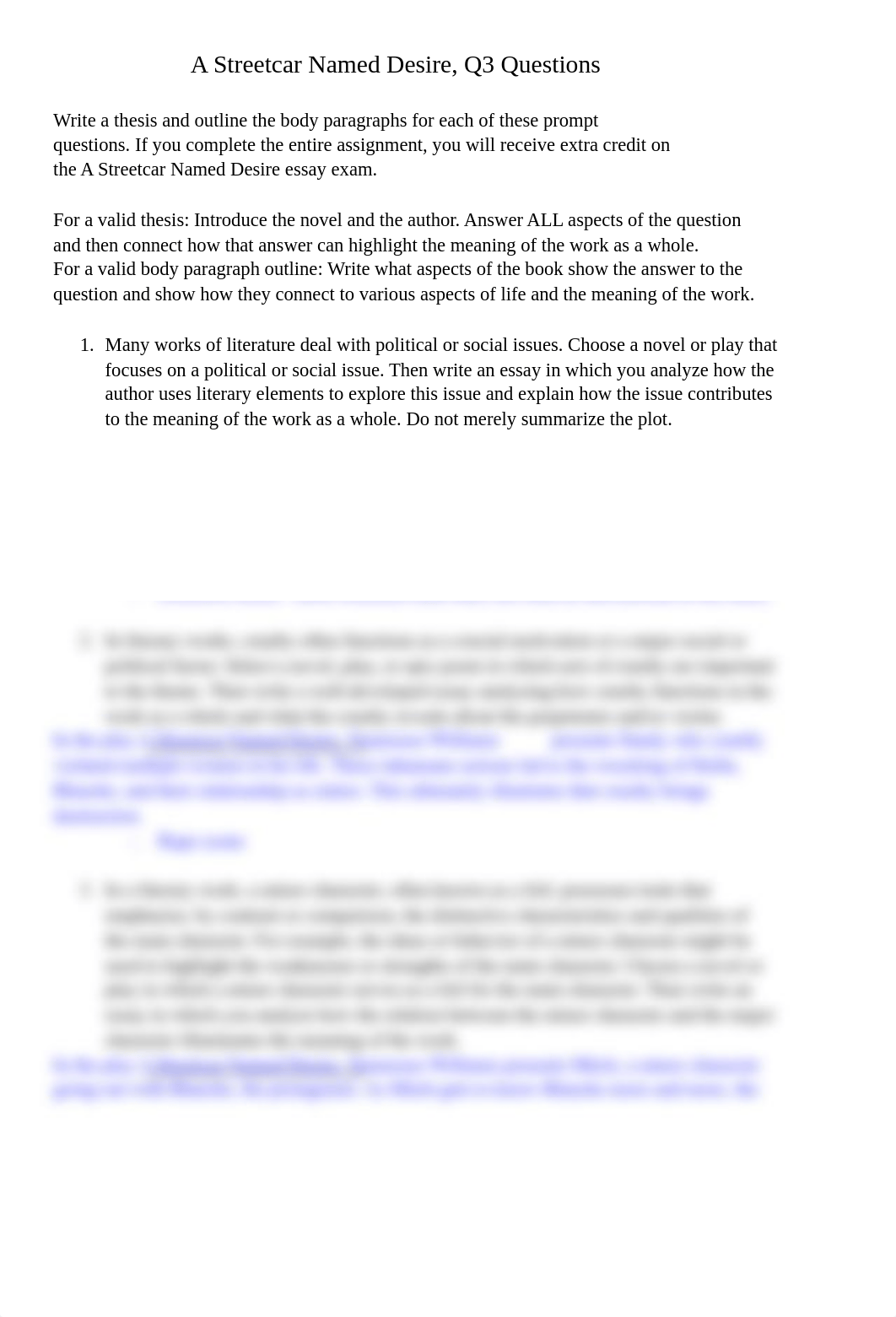 A Streetcar Named Desire, Essay Questions.pdf_dg474wyaao3_page1