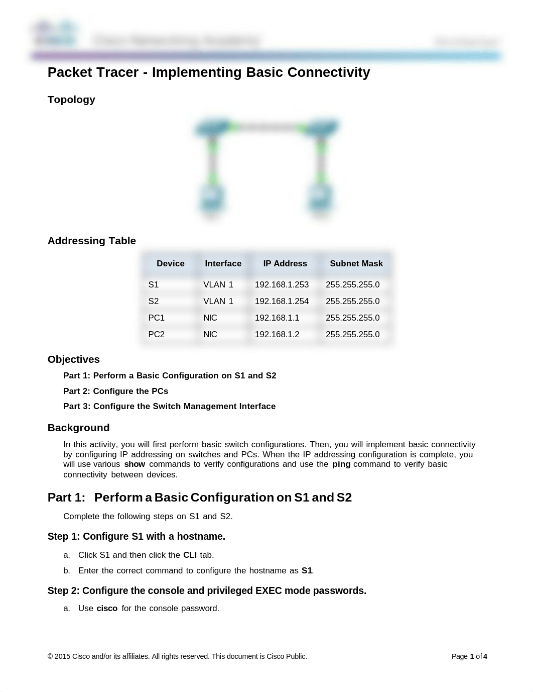 2.3.2.5 Packet Tracer - Implementing Basic Connectivity_dg4prpxxooc_page1