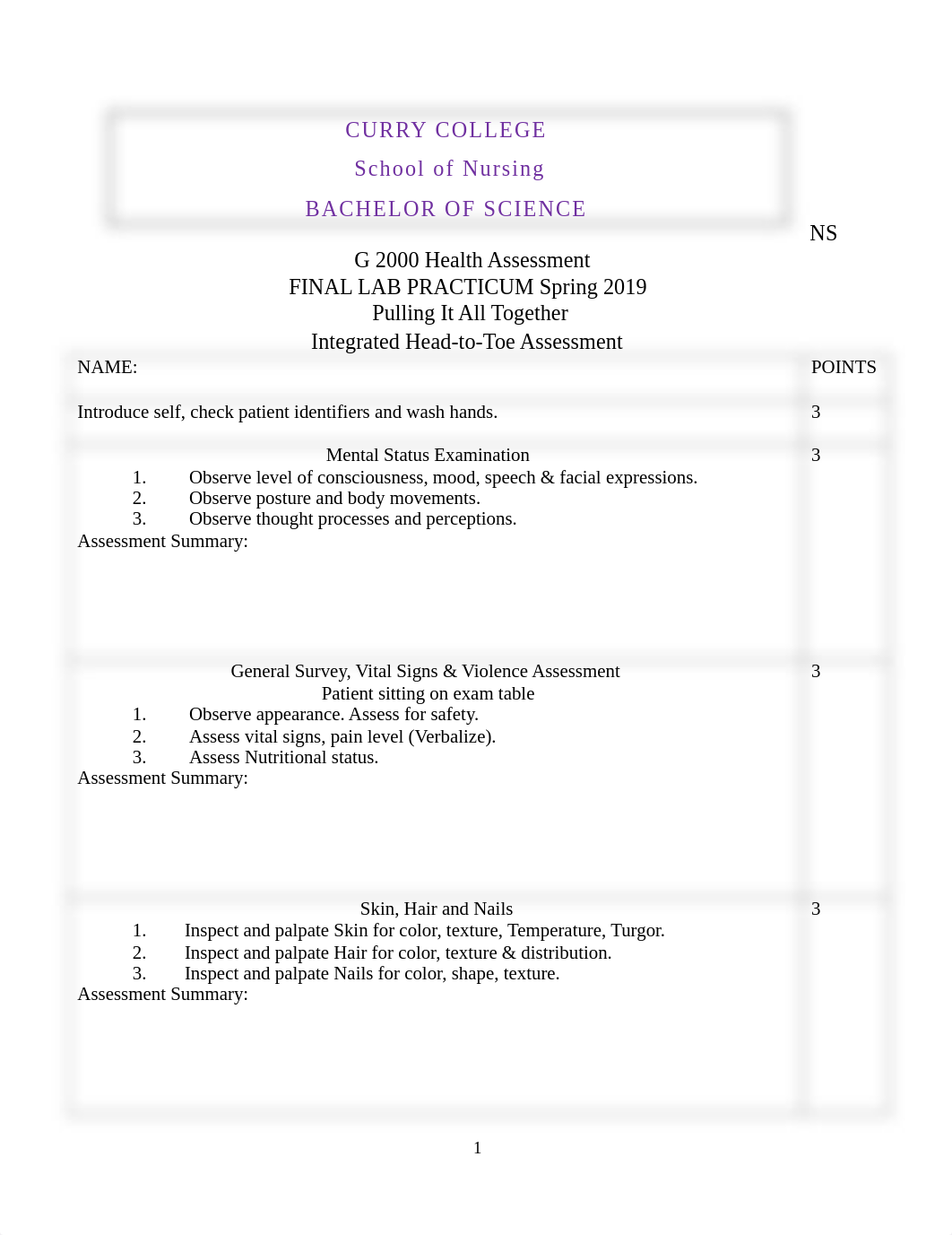 NSG 2000 Spr 2019 Health Assessment Final Lab Practicum.pdf_dg4yabpbz5k_page1