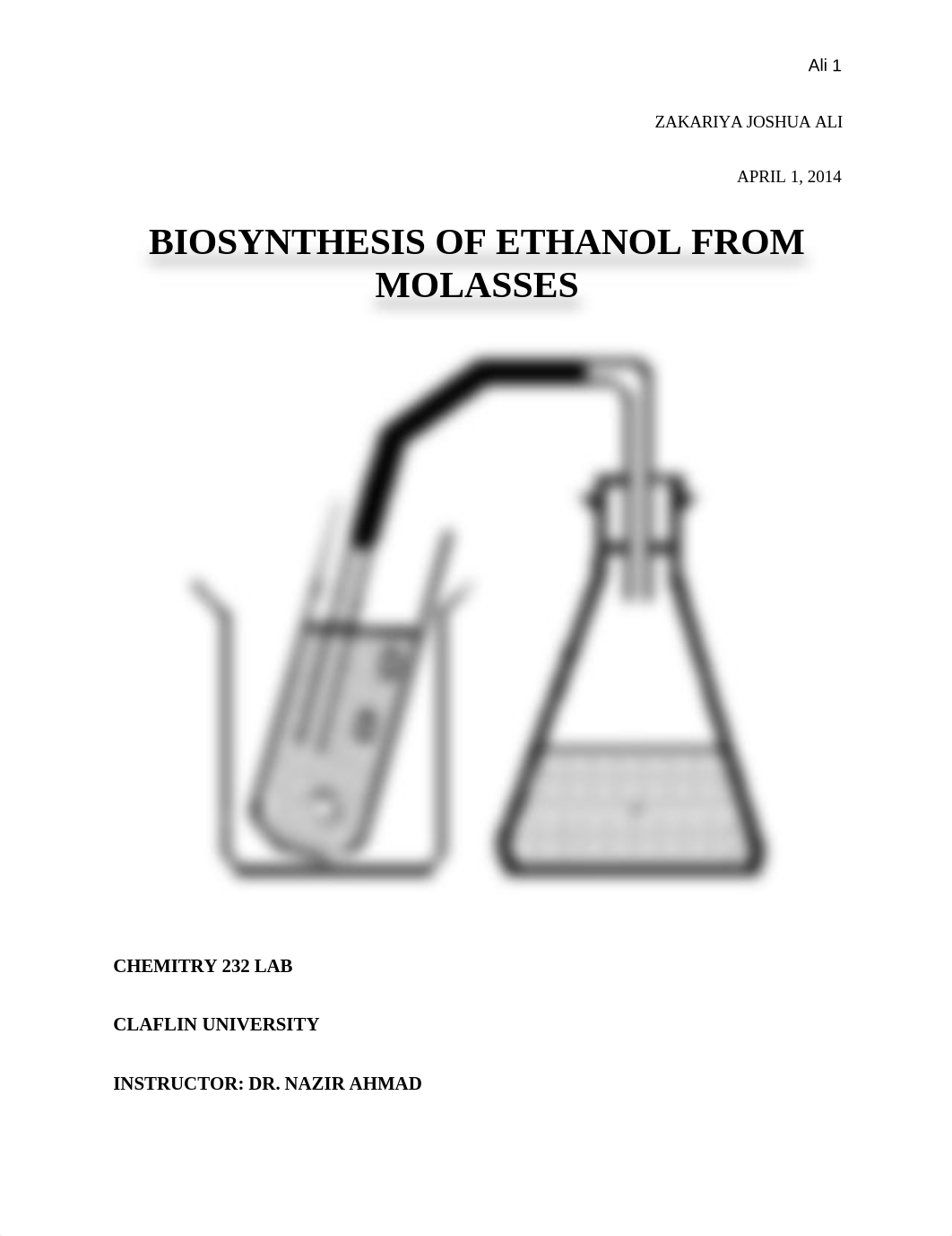 Biosynthesis of Ethanol from Molasses Lab Report_dg505ut82nj_page1