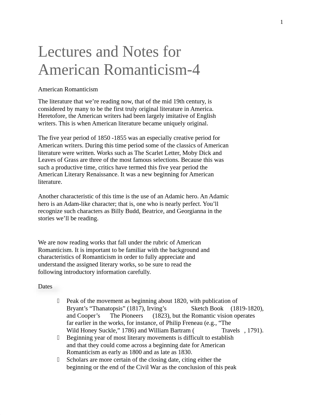 Lectures and Notes for American Romanticism Literature.docx_dg5lefil6wd_page1