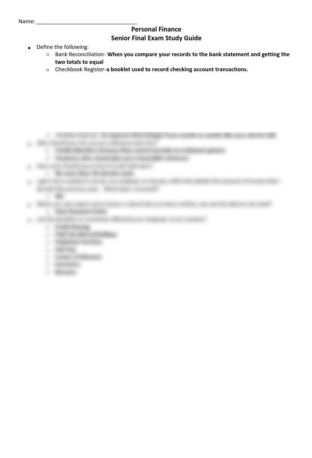 Finance Final Exam Study Guide- Answer Key - Seniors.pdf_dg5y0m6v2lz_page1