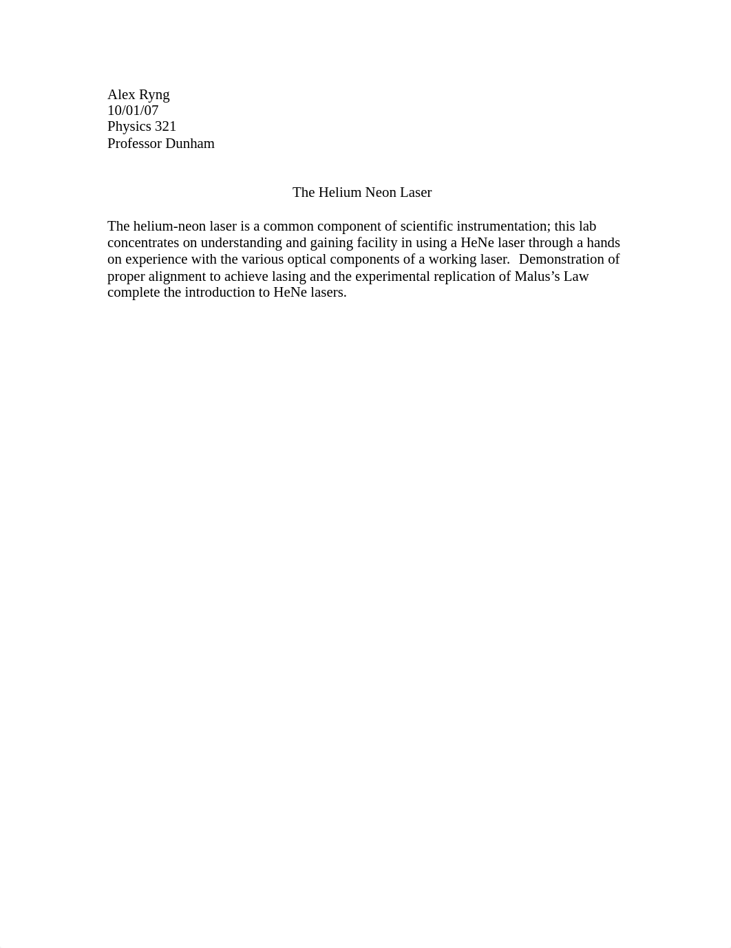 Physics 321 - HeNe Laser Lab Report_dg65wcmk309_page1