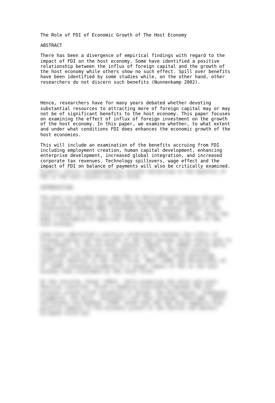 The Role of FDI of Economic Growth of The Host Economy  essay.doc_dg6gegnj5qs_page1