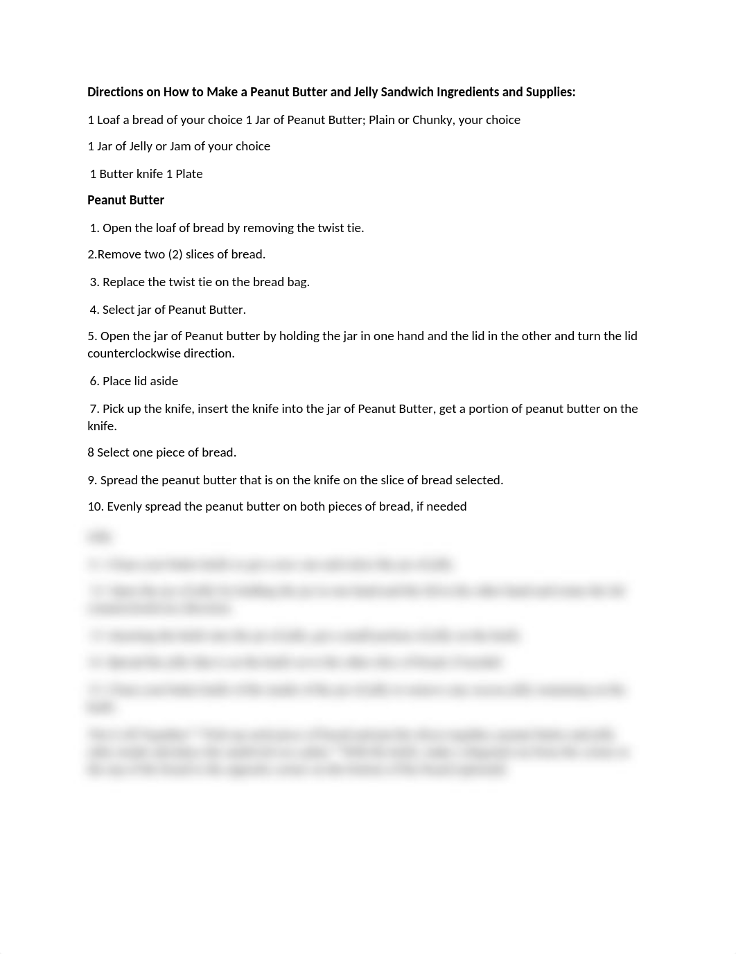 Directions on How to Make a Peanut Butter and Jelly Sandwich Ingredients and Supplies.docx_dg6p2utoqau_page1