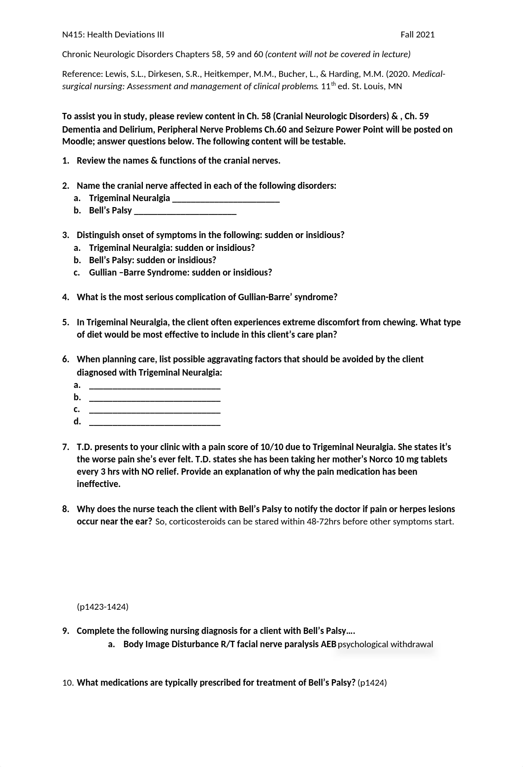 FALL 2021 Neuro Study Guide Chronic Neurologic Disorders study guide.docx_dg79hbokzae_page1