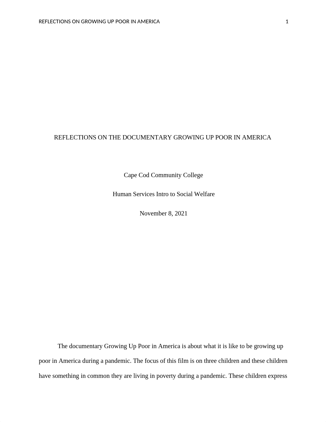 Growing up poor in America Reflection Paper-Example[2305843009216224616].docx_dg7t79sx0cq_page1