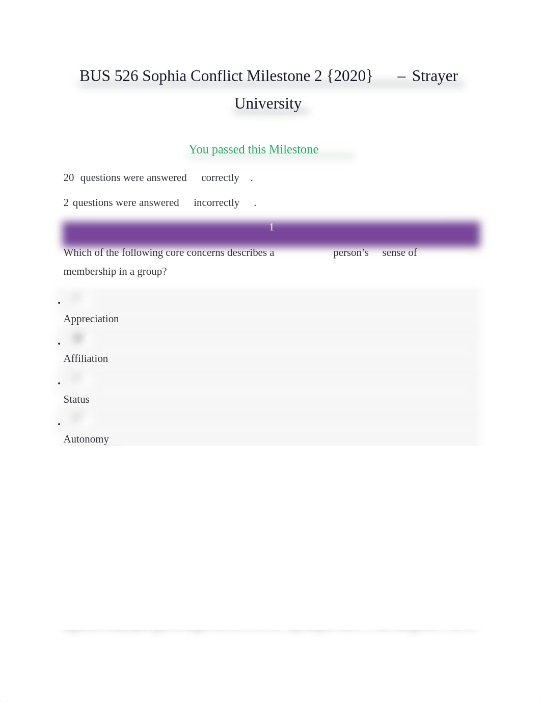 BUS 526 Sophia Conflict Milestone 2 {2021} - Strayer University.pdf_dg9uh56vfjv_page1
