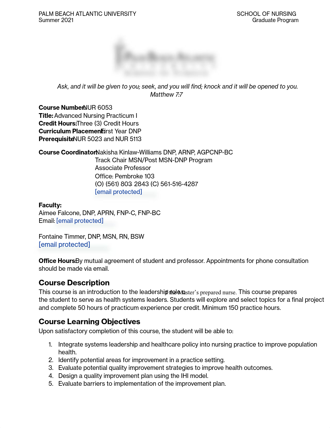 NUR 6053 Advanced Nursing Practicum I Summer 2021 Syllabus.pdf_dga99cf2tyi_page1