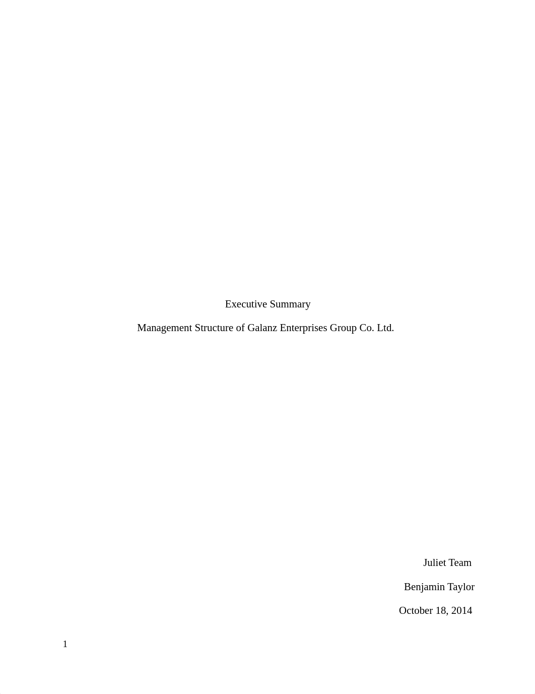 BUS 4644_Case-01 Executive Summary_Benjamin Taylor_dgb3f8qpmou_page1