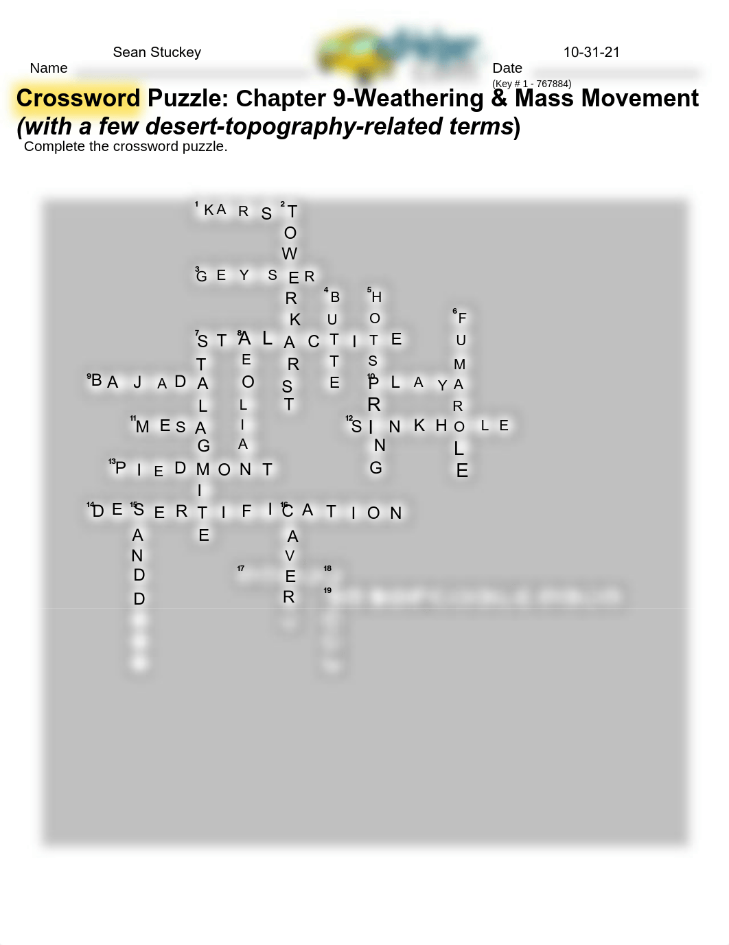 Crossword Puzzle-Chapter 9 Weathering & Mass Movement (& a few desert-related terms).pdf_dgb6wdvv1vz_page1