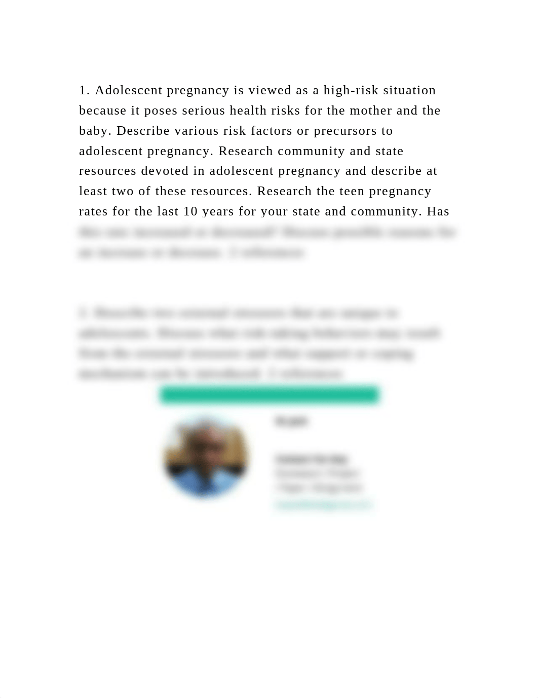 1. Adolescent pregnancy is viewed as a high-risk situation because i.docx_dgbrvzppl0w_page2