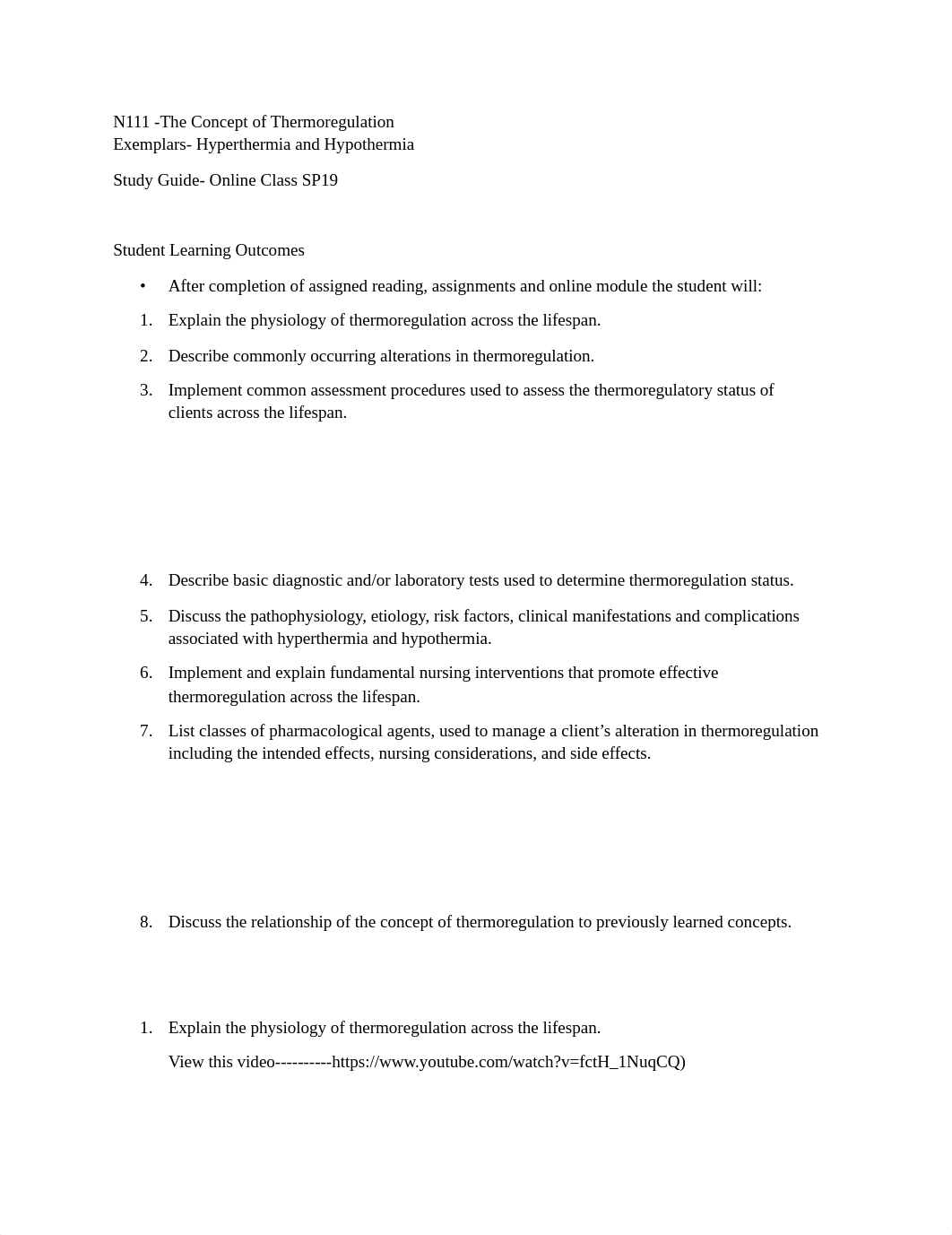 N111 SP19 Study guide Thermoregulation (1).docx_dgbt4n11uuh_page1