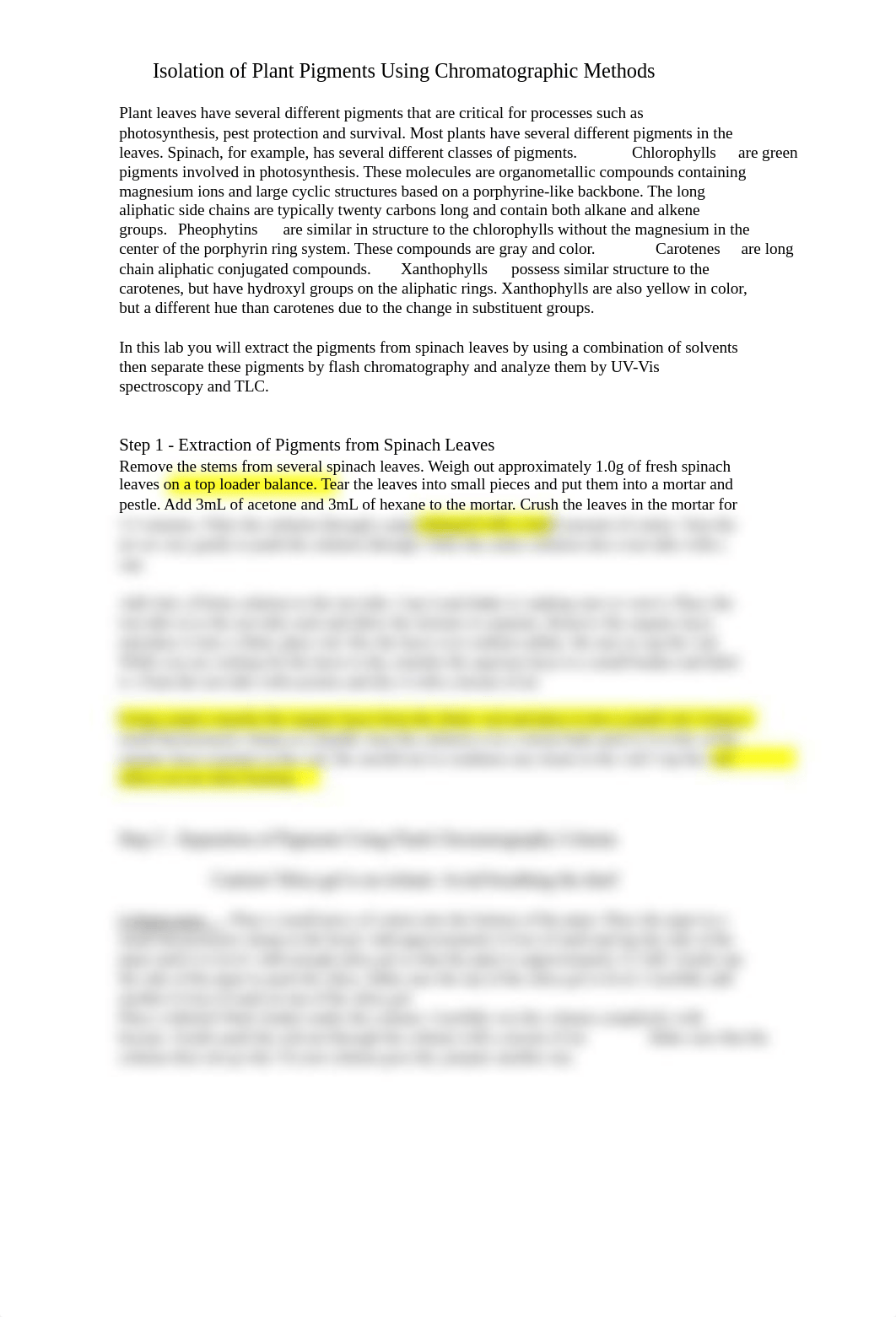 Isolation of Plant Pigments Using Chromatographic Methods Lab_dgcdjhauomz_page1