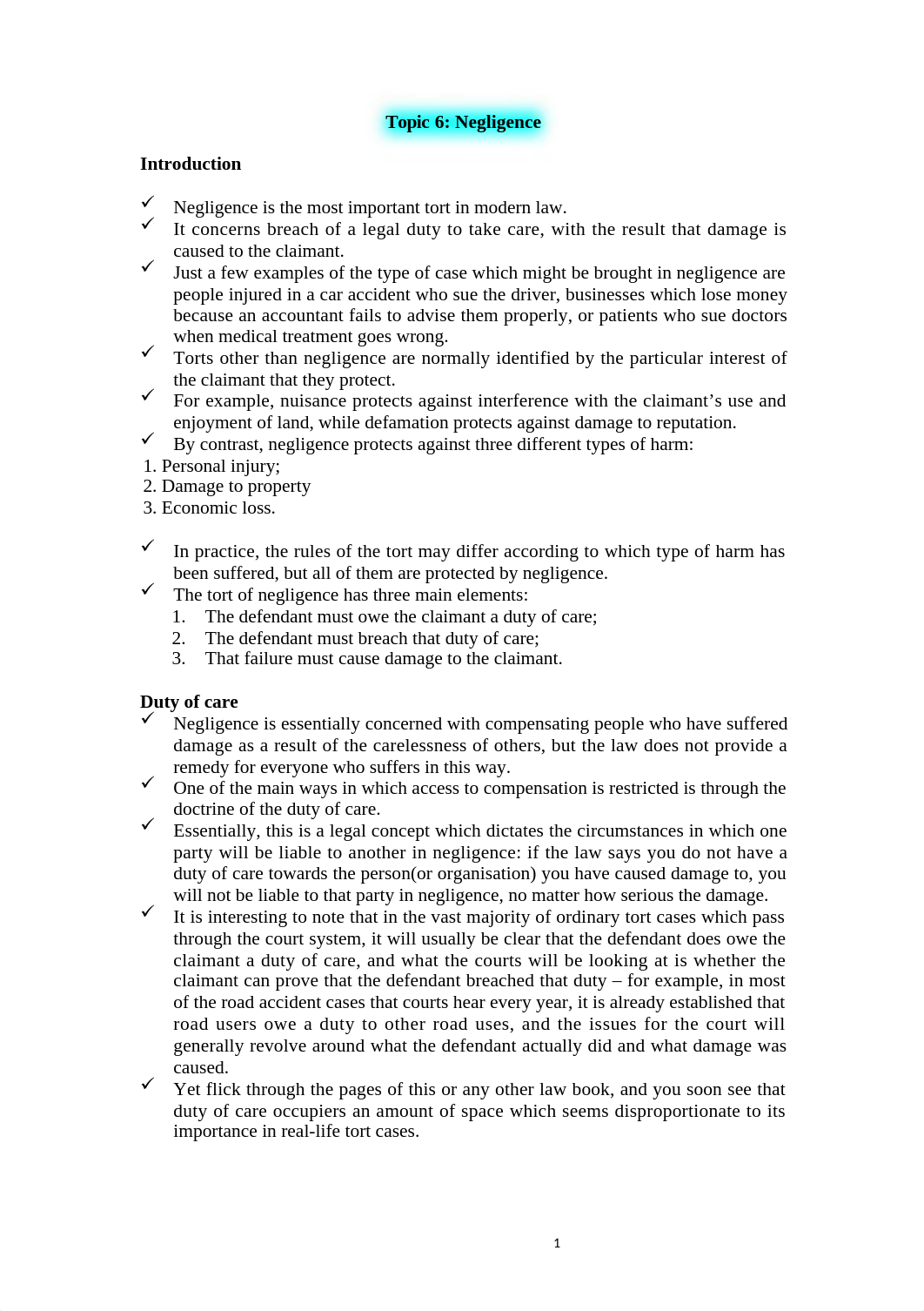 Topic 6, Negligence.docx_dgcpvvjkz0z_page1