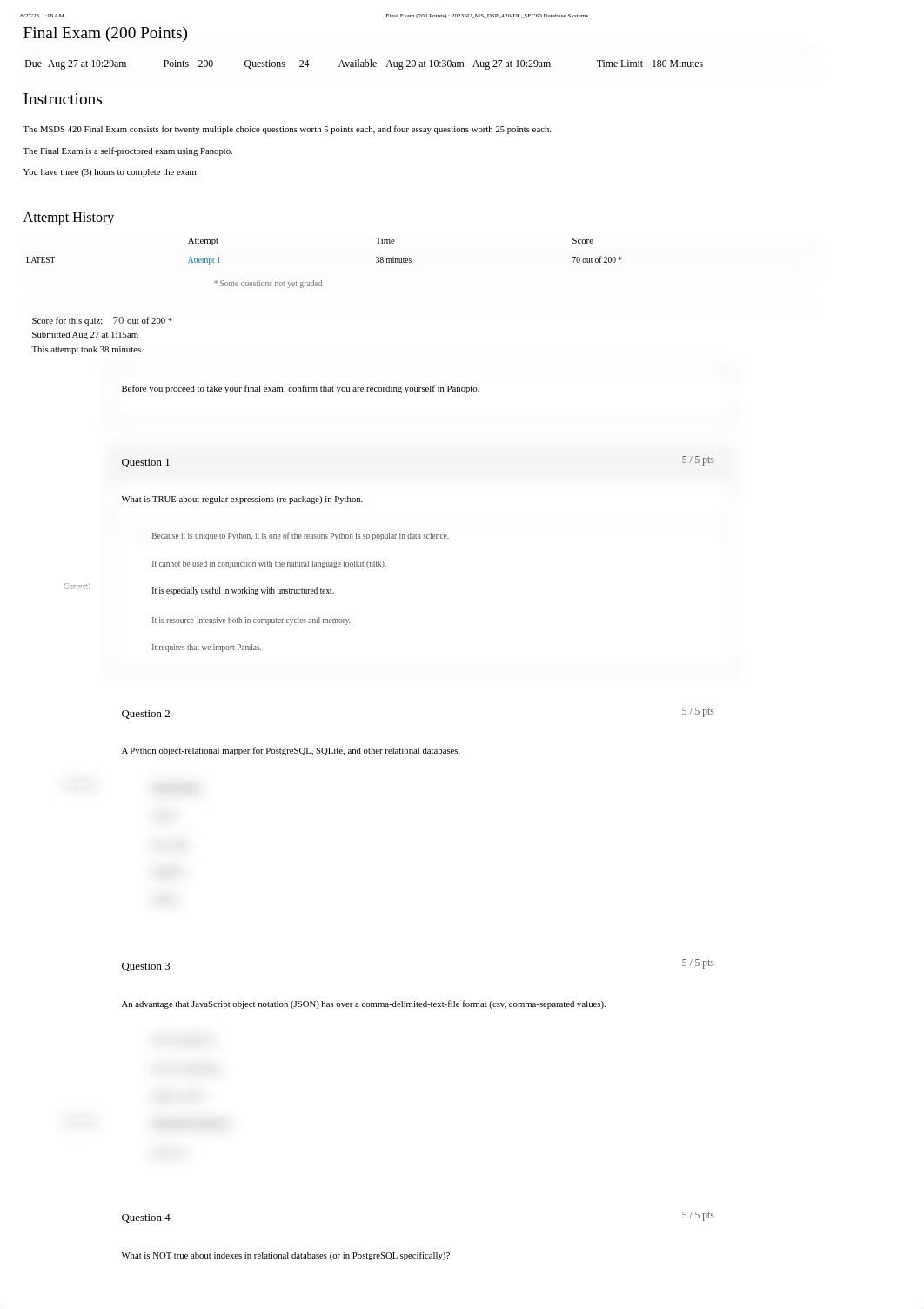 Final Exam (200 Points) _ 2023SU_MS_DSP_420-DL_SEC60 Database Systems1.pdf_dgcx6c0vhlo_page1