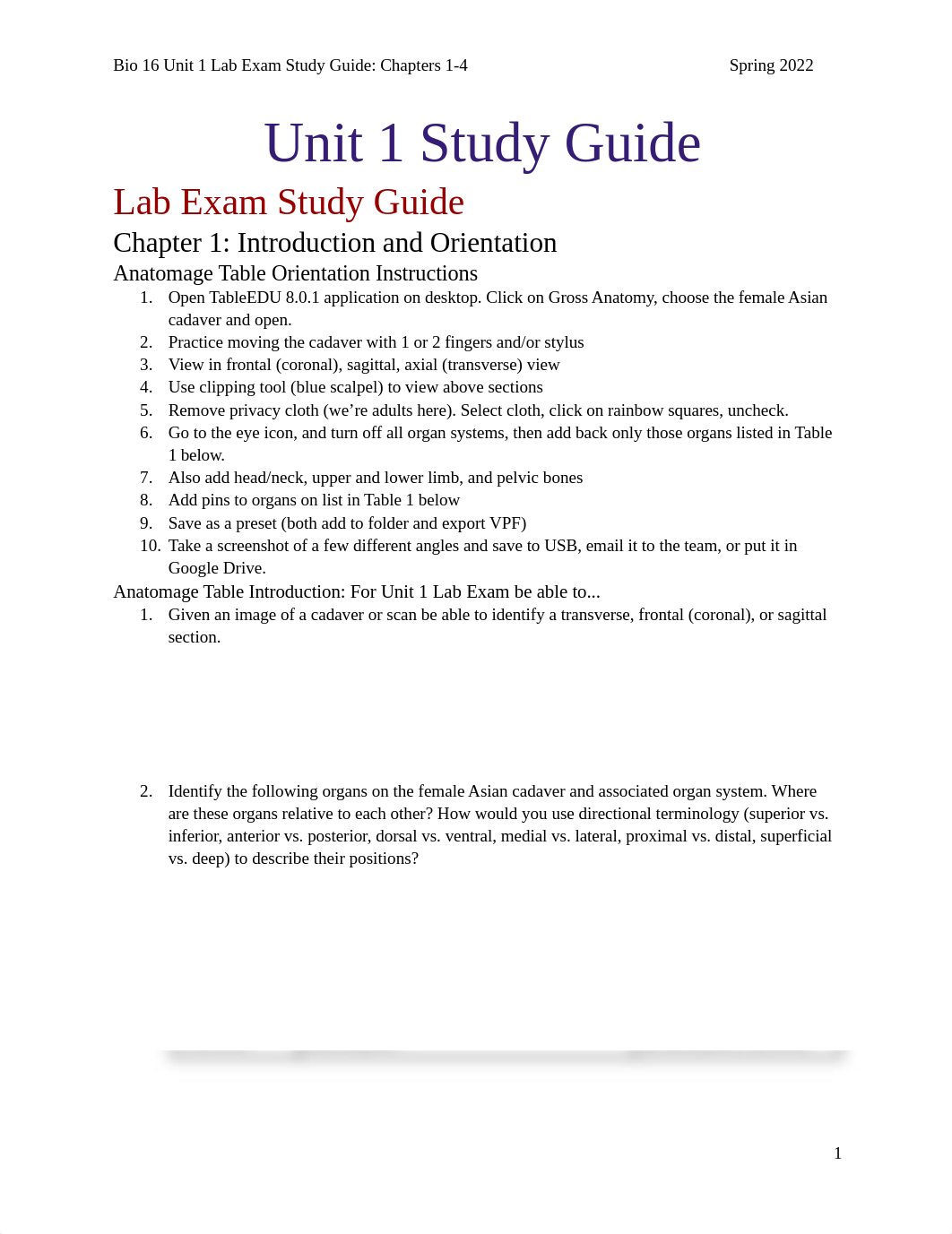 Unit 1 Lab Exam Study Guide Bio 16 Spring 2022 (1).docx_dgcy389aao1_page1