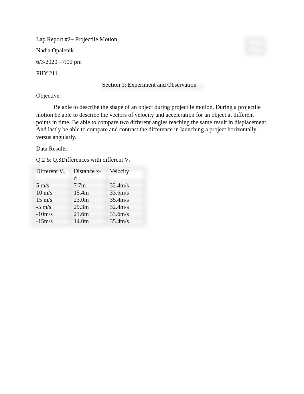 Lab Report 2 - Projectile Motion.docx_dgczk0l2xl6_page1