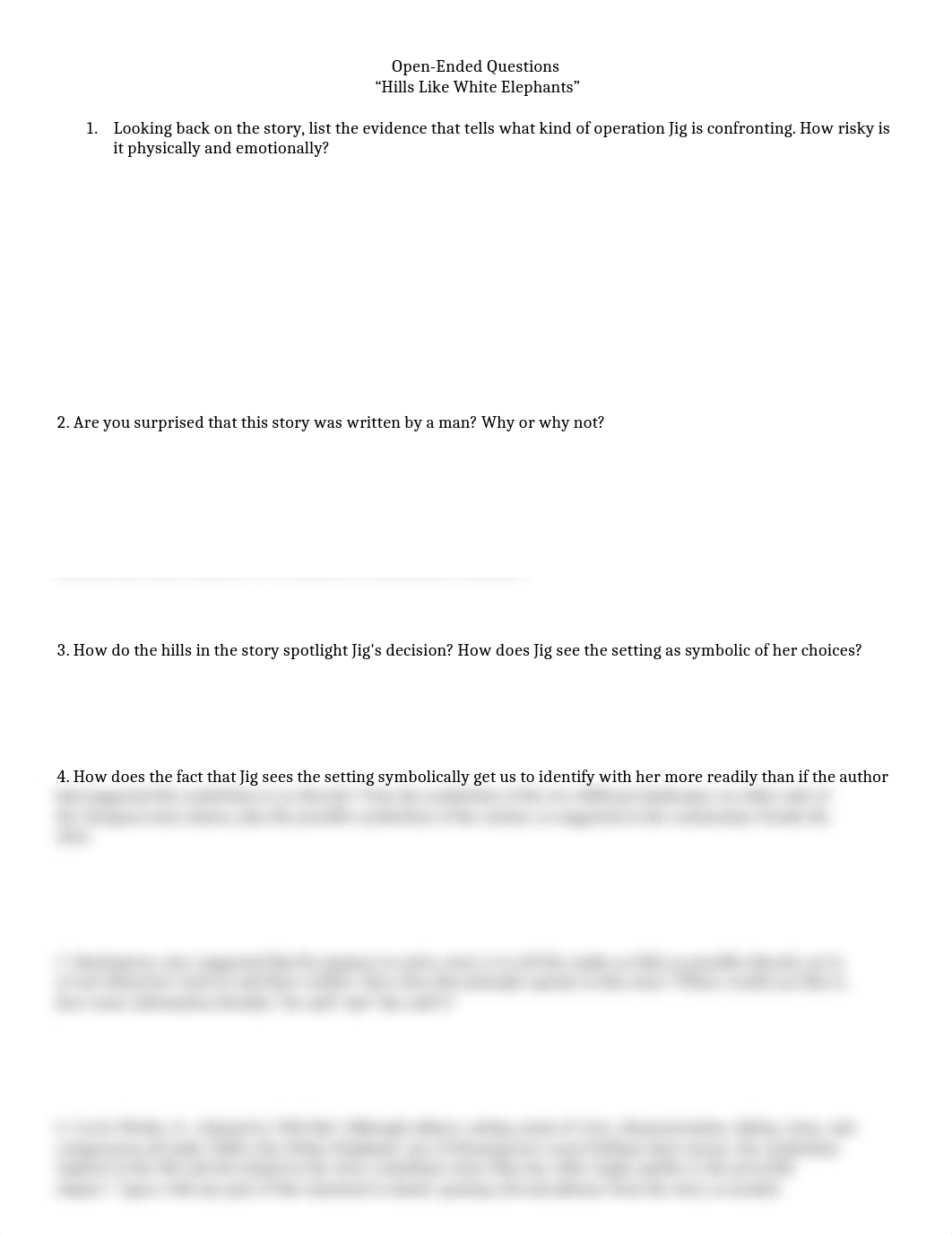 Hills like white elephants open ended questions.doc_dgd0ldp3bj2_page1