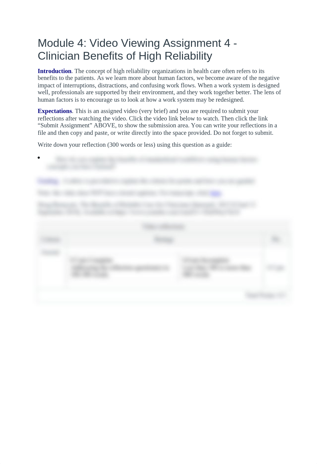 Video Viewing Assignment 4 - Clinician Benefits of High Reliability.docx_dgd0pq3bhxx_page1