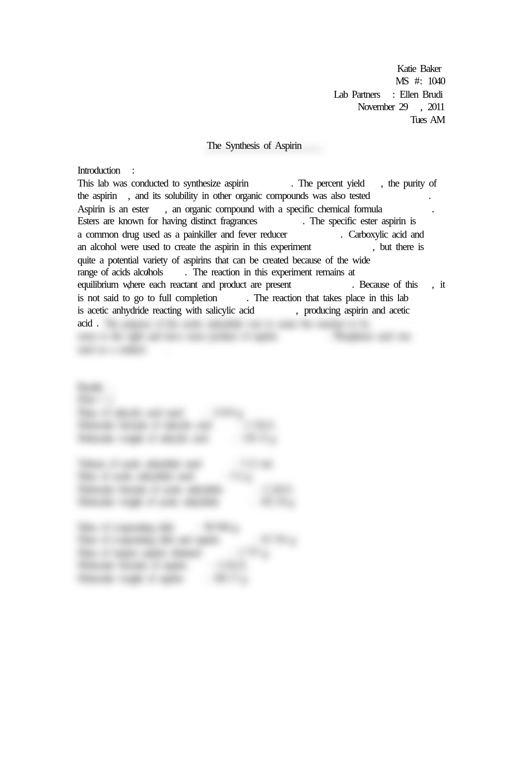 Synthesis of Aspirin Lab_dgdtl6s26a7_page1