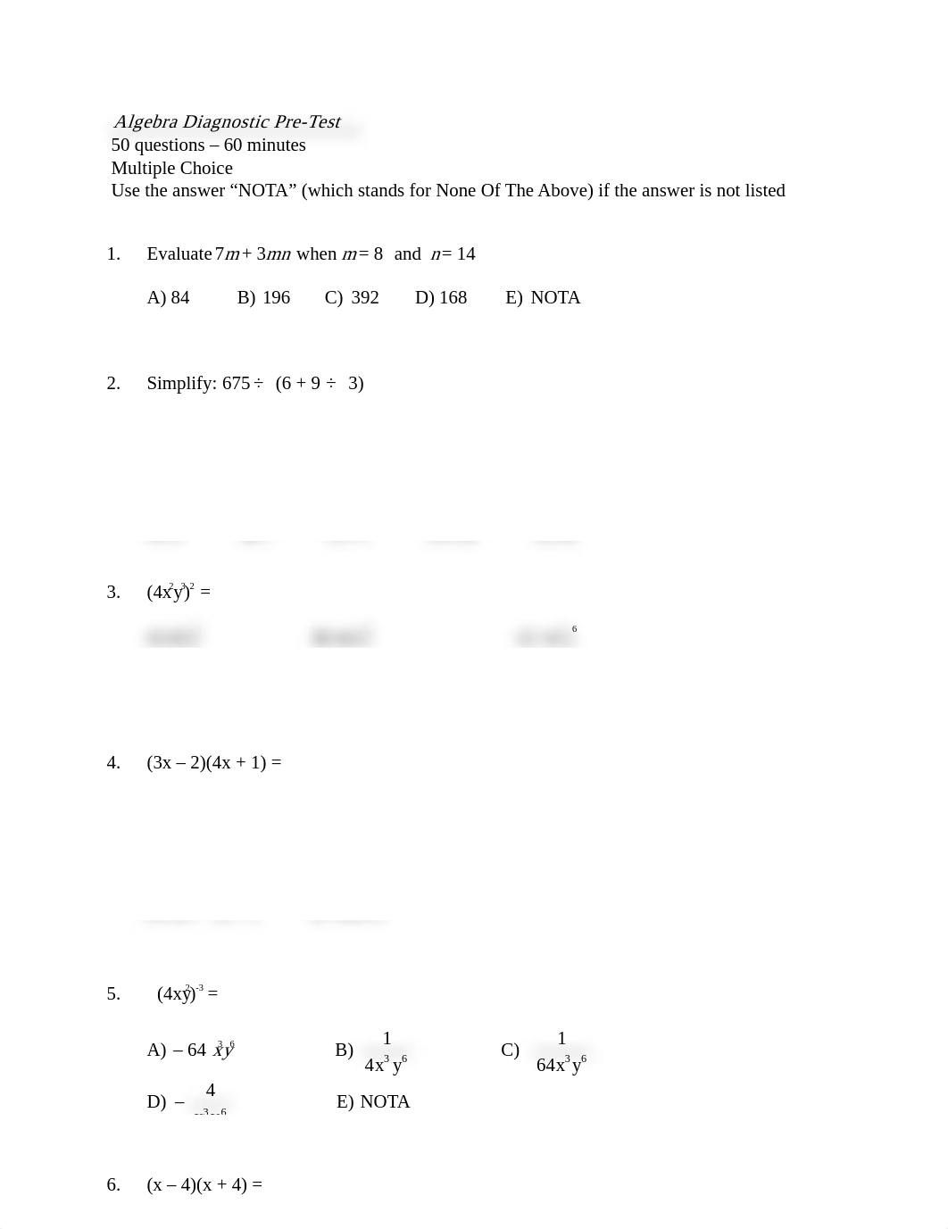 Dylan Hoskinson - Microsoft Word - 2005 Algebra Pretest.doc.pdf_dge189rrqg6_page1