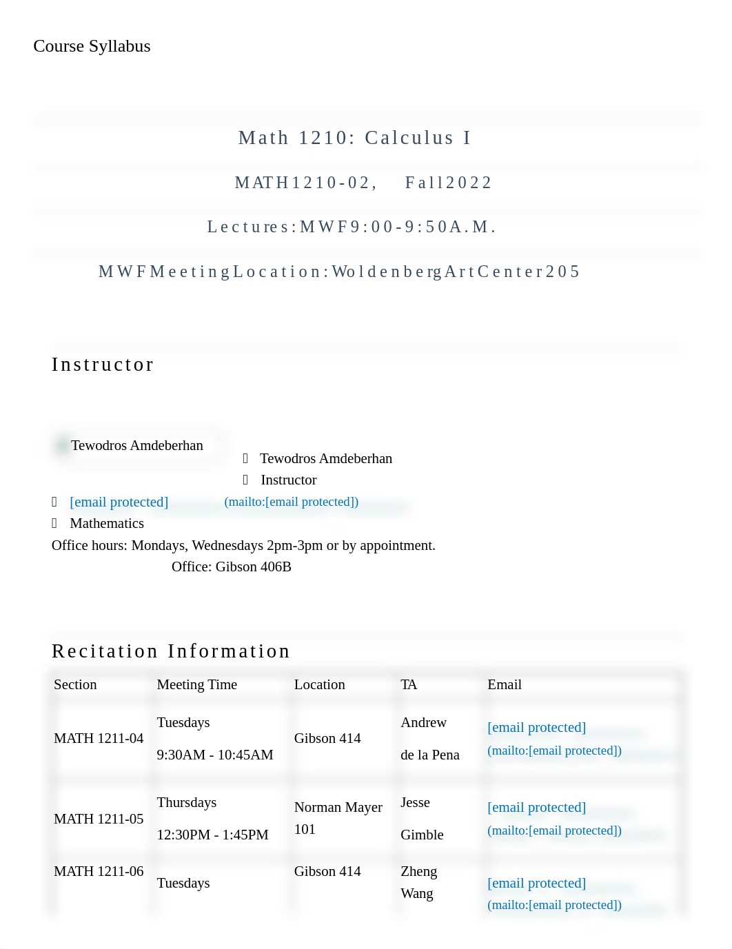 Syllabus for MATH 1210-02 Calculus I (Fall 2022).pdf_dggu246q9df_page1