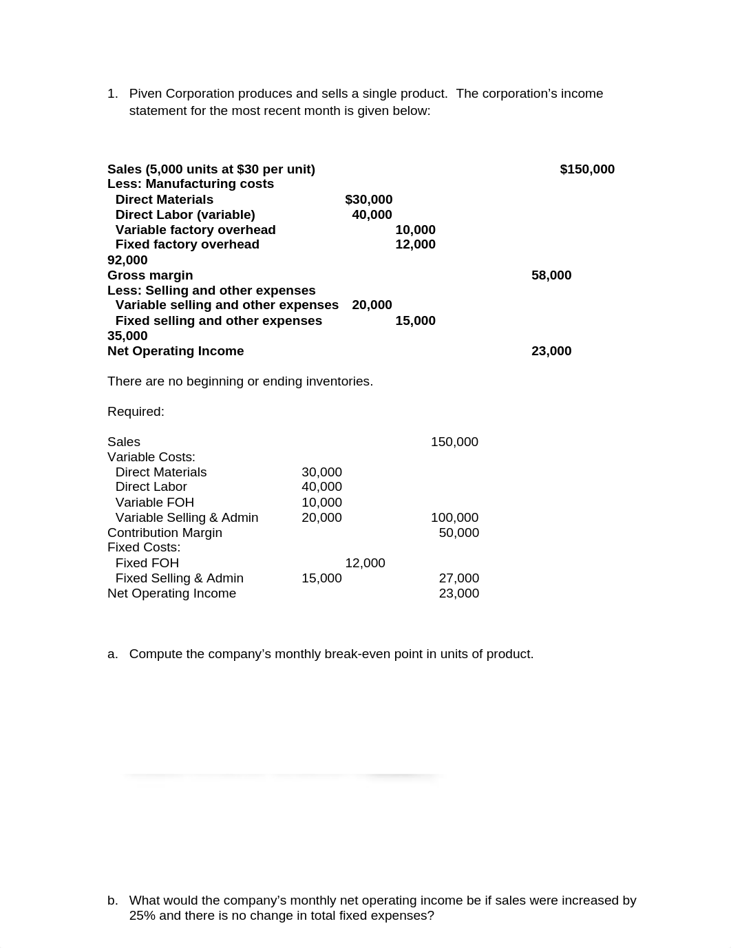 Accounting 214- Breakeven Point, Variable Cost & Fixed Cost Exam Review_dgh5yei4lxs_page1