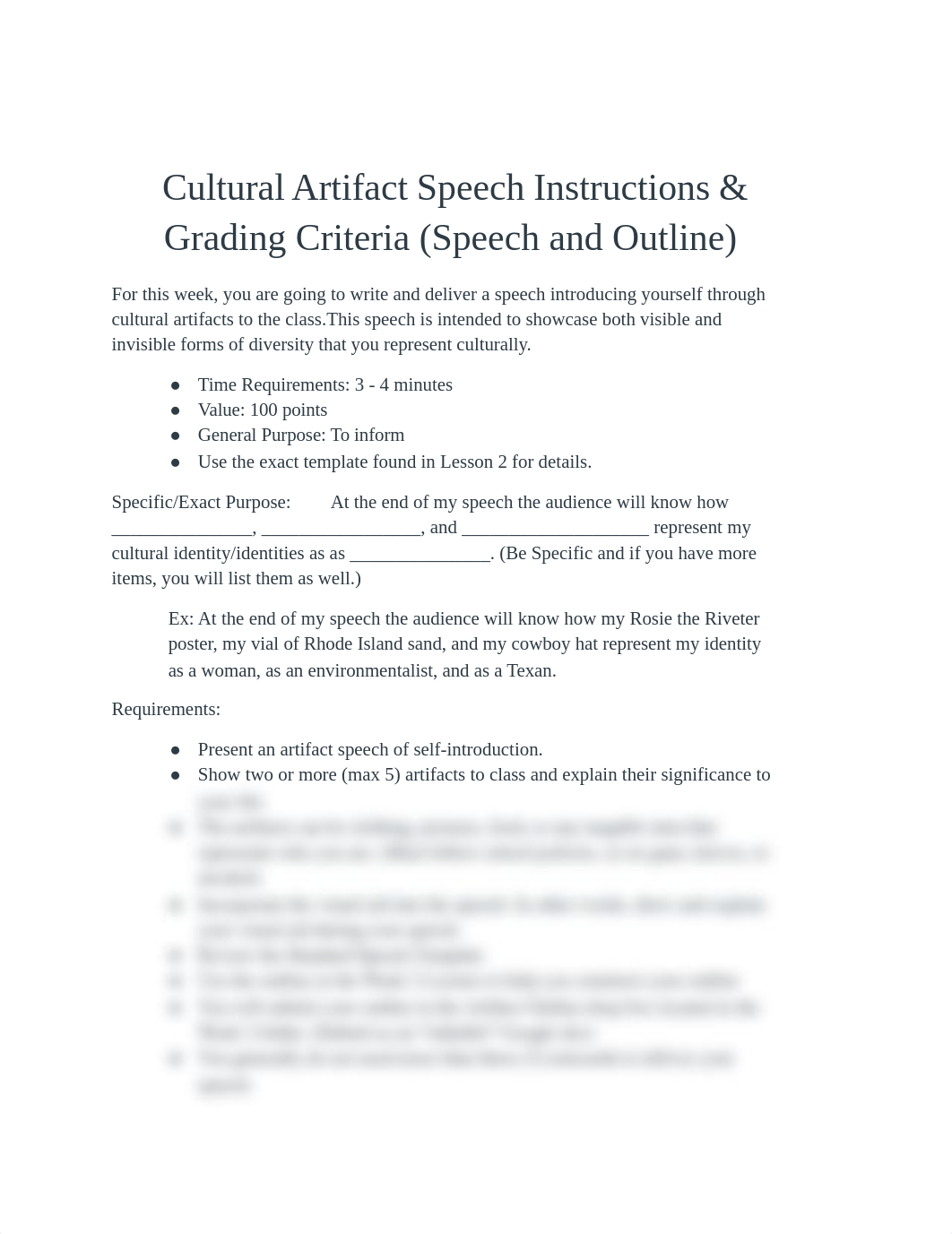 Cultural Artifact Speech Instructions & Grading Criteria (Speech and Outline).pdf_dghfnflkc3e_page1